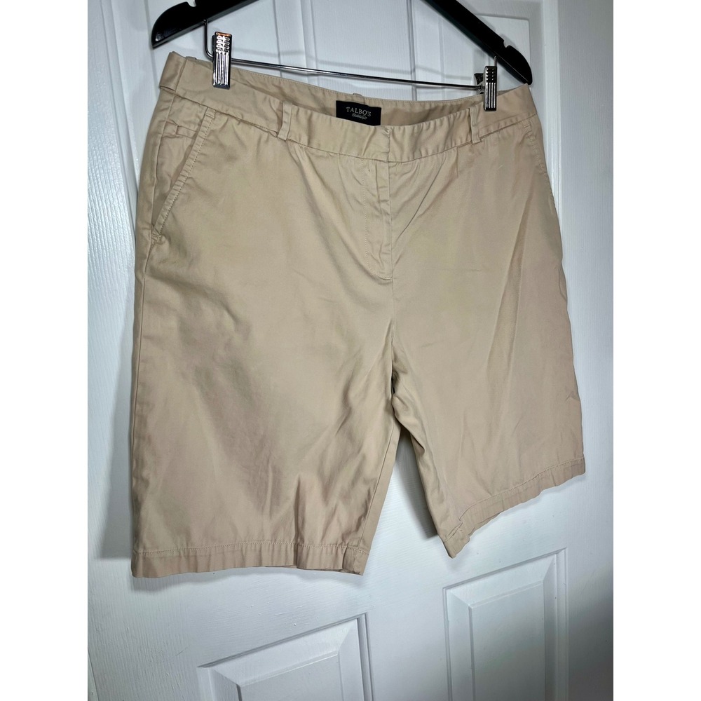 Talbots Bermuda Shorts Womens 12 Khaki Cotton Blend High Rise Chino Classic‎ - Picture 3 of 7